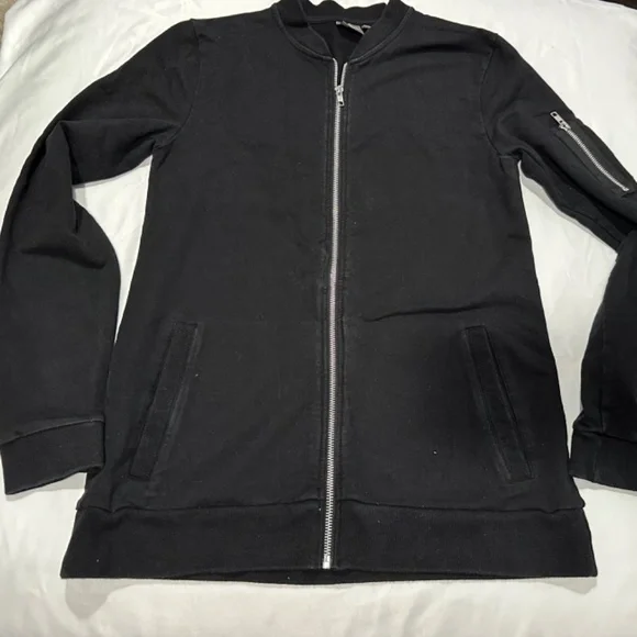 ASOS Black Jersey Bomber Jacket Size Medium - Picture 5 of 11